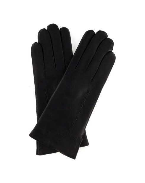 Gants en Cuir d'Agneau doublure Laine Mila noirs