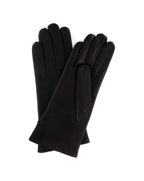 Gants en Cuir d'Agneau doublure Laine Mila noirs