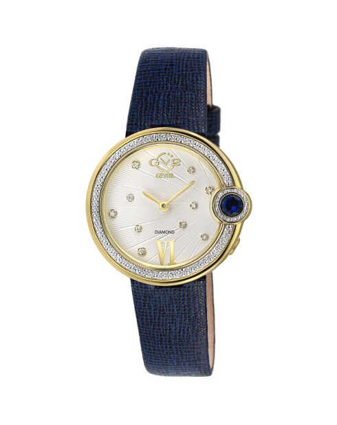 Montre Perugia Femme Quartz en Cuir & Diamants 0.102 ct bleue