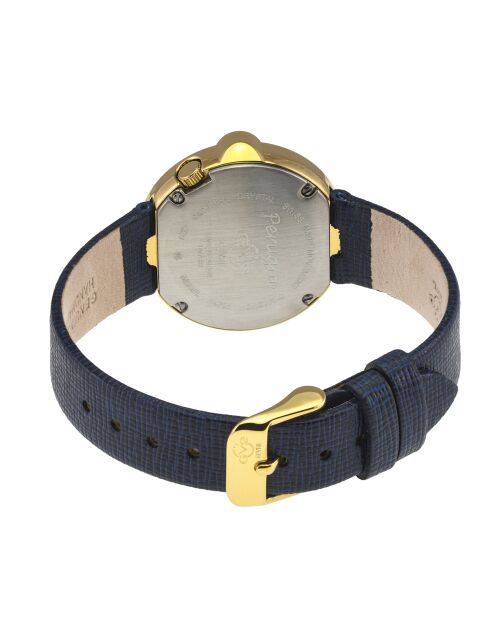 Montre Perugia Femme Quartz en Cuir & Diamants 0.102 ct bleue