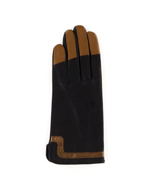 Gants en Cuir d'Agneau doublure Soie Gisco noir/bronze