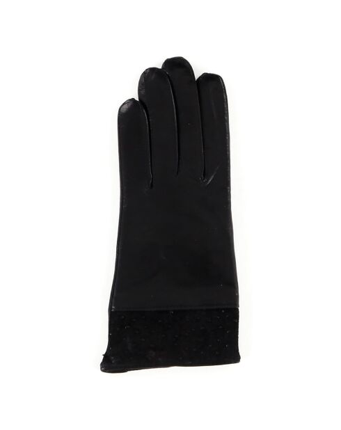 Gants en Cuir d'Agneau doublure Laine Carol noirs