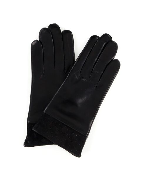 Gants en Cuir d'Agneau doublure Laine Carol noirs