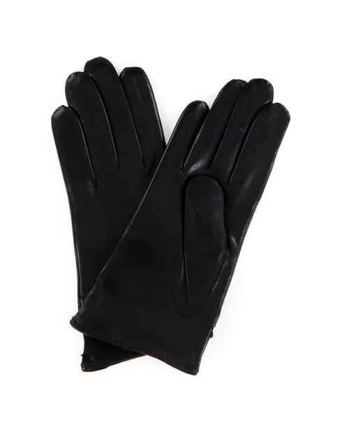 Gants en Cuir d'Agneau doublure Laine Carol noirs