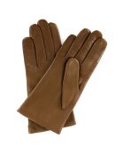 Gants en Cuir d'Agneau doublure Laine Waves selle marron