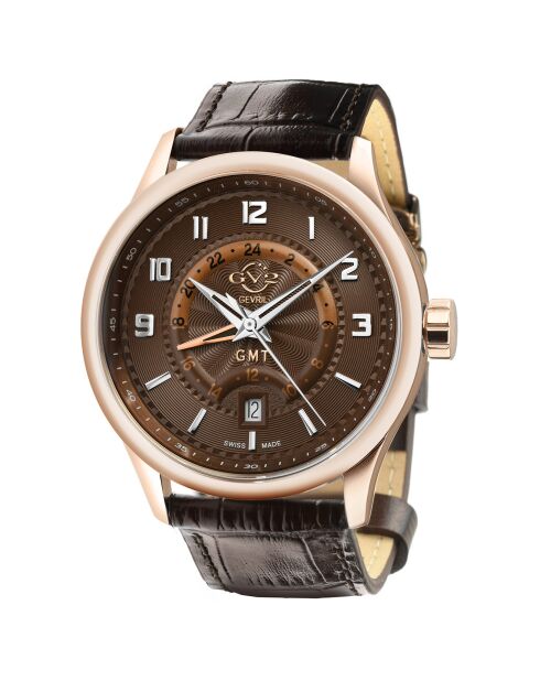 Montre Giromondo Homme Quartz en Cuir marron