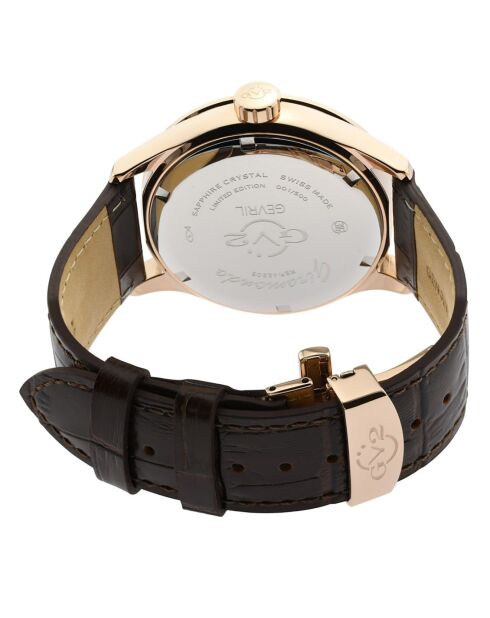 Montre Giromondo Homme Quartz en Cuir marron