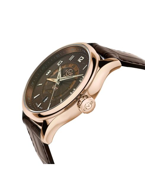 Montre Giromondo Homme Quartz en Cuir marron