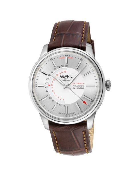 Guggenheim automatisch bruin leren herenhorloge