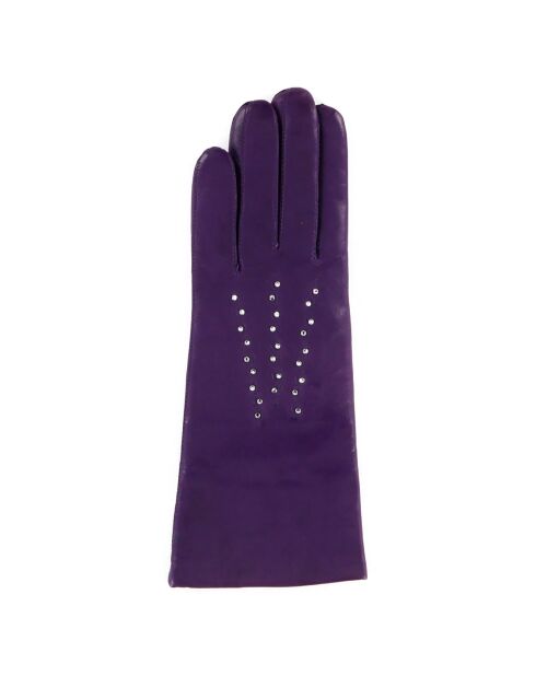 Gants en Cuir d'Agneau doublure Laine Theresa violets