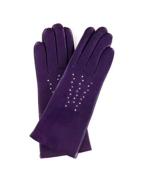 Gants en Cuir d'Agneau doublure Laine Theresa violets