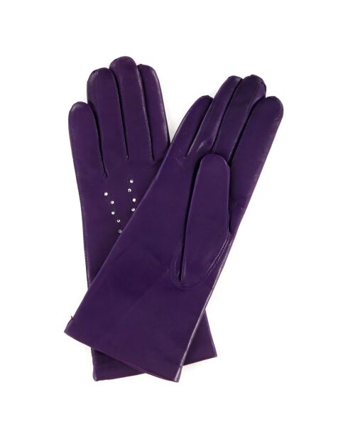 Gants en Cuir d'Agneau doublure Laine Theresa violets