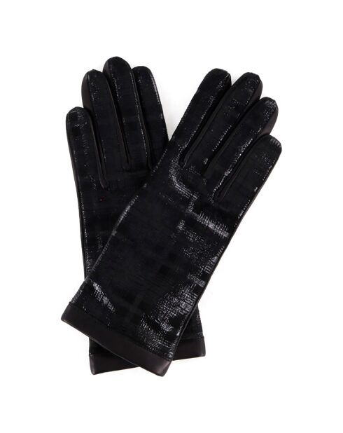 Gants en Cuir d'Agneau doublure Laine Ariana noirs