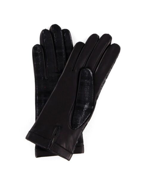 Gants en Cuir d'Agneau doublure Laine Ariana noirs