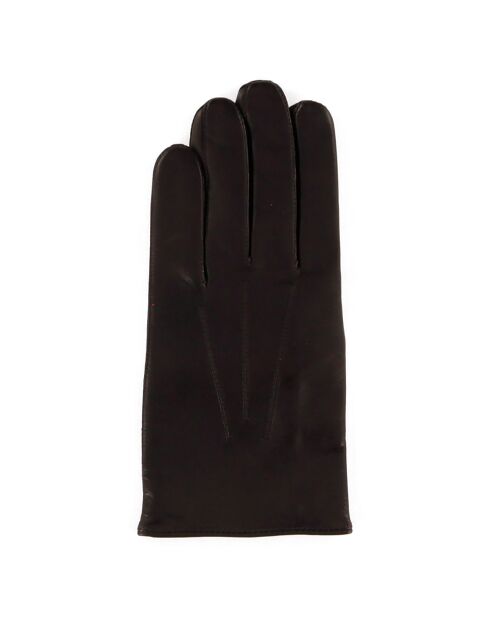 Gants en Cuir d'Agneau doublure Laine Heritage Rivoli marron foncé