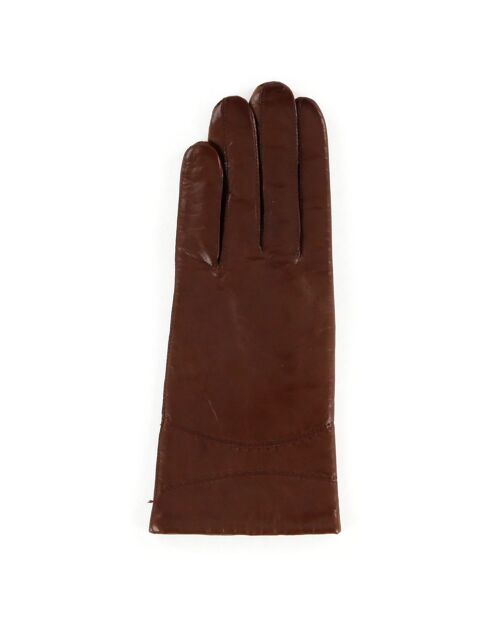 Gants en Cuir d'Agneau doublure Laine Amy marron