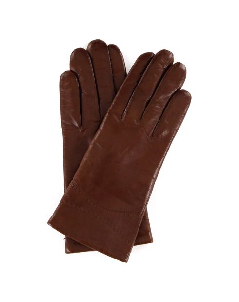 Gants en Cuir d'Agneau doublure Laine Amy marron