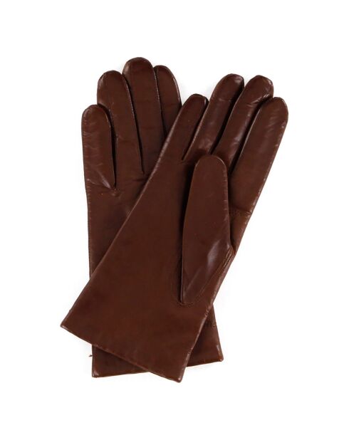 Gants en Cuir d'Agneau doublure Laine Amy marron