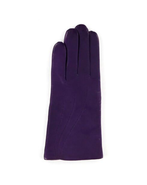 Gants en Cuir d'Agneau doublure Laine Waves violet foncé