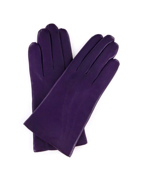 Gants en Cuir d'Agneau doublure Laine Waves violet foncé