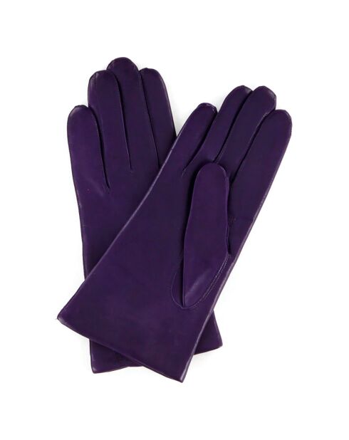 Gants en Cuir d'Agneau doublure Laine Waves violet foncé