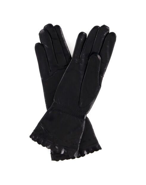 Gants en Cuir d'Agneau doublure Laine Bella noirs