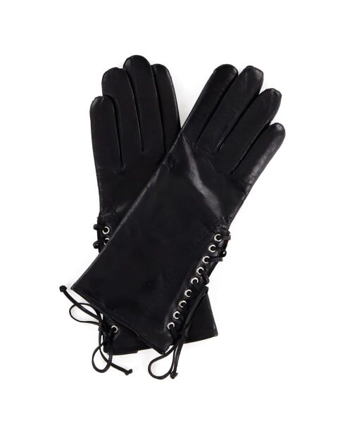 Gants en Cuir d'Agneau doublure Laine Kelis noirs