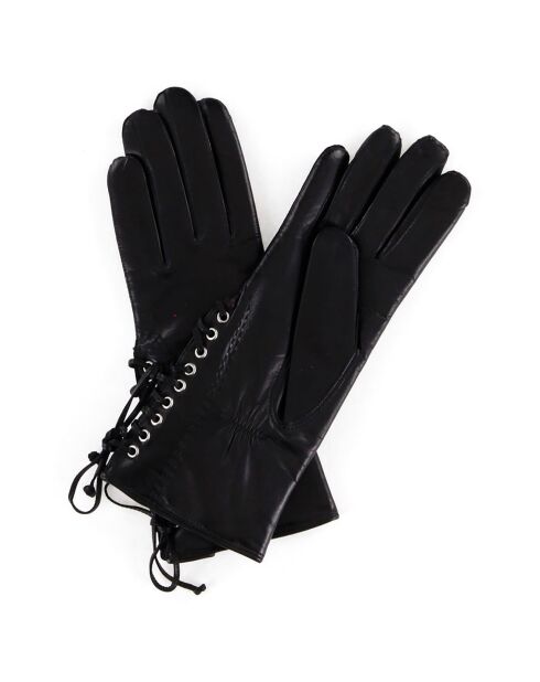 Gants en Cuir d'Agneau doublure Laine Kelis noirs