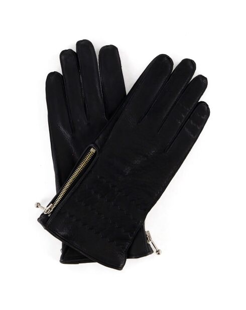 Gants en Cuir de Cerf doublure Laine Carlson noirs