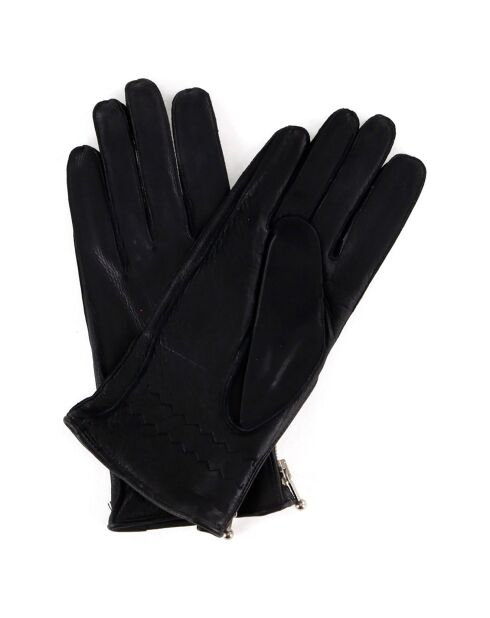 Gants en Cuir de Cerf doublure Laine Carlson noirs