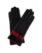 Gants en Cuir d'Agneau doublure Laine Gillian rouge/noir