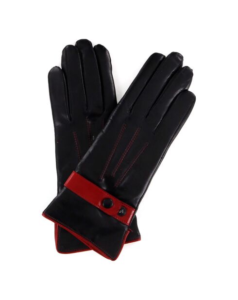 Gants en Cuir d'Agneau doublure Laine Gillian rouge/noir