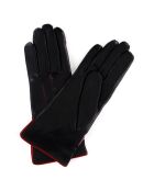 Gants en Cuir d'Agneau doublure Laine Gillian rouge/noir