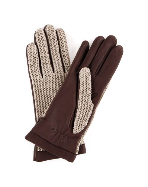 Gants en Cuir de Cerf doublure Cachemire Cassis