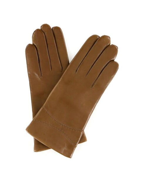 Gants en Cuir d'Agneau doublure Laine Amy chameau