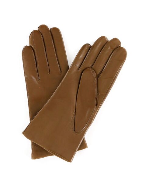 Gants en Cuir d'Agneau doublure Laine Amy chameau