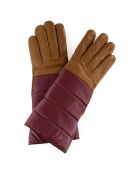 Gants en Cuir d'Agneau doublure Cachemire Gonfle chameau/vino