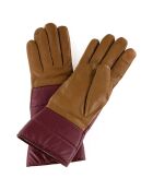 Gants en Cuir d'Agneau doublure Cachemire Gonfle chameau/vino