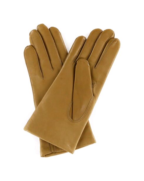 Gants en Cuir d'Agneau doublure Laine Waves chameau clair