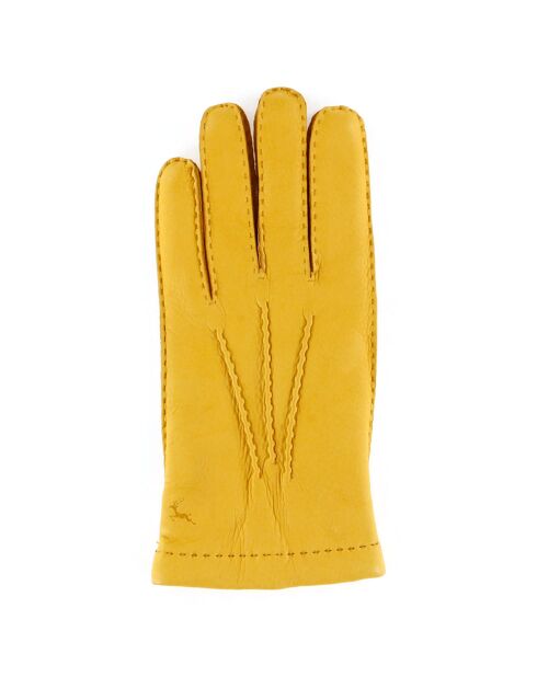 Gants en Cuir de Cerf doublure Laine Felix jaunes