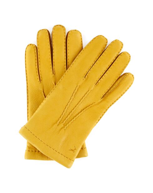 Gants en Cuir de Cerf doublure Laine Felix jaunes