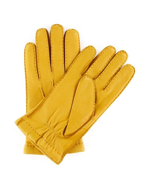 Gants en Cuir de Cerf doublure Laine Felix jaunes