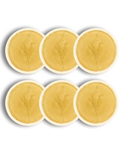 6 Assiettes À Pain Flé jaunes - D.13.5x1.2 cm