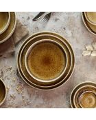 6 Assiettes Plates porcelaine Stack marron - D.9x2.5 cm