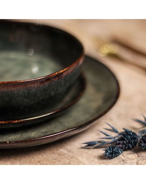 4 Assiettes Coupes Grenada vertes - 21.5x15.7x22 cm