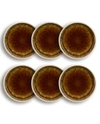 6 Assiettes Plates Stack Porcelaine marron - D.13.5x2.5 cm