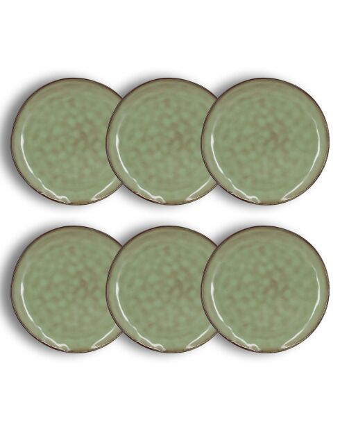 6 Assiettes Dessert Barbade vertes - D.20.5x2 cm
