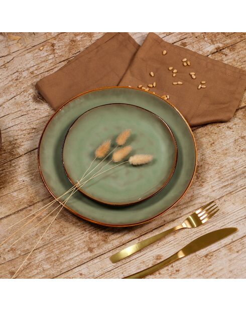 6 Assiettes Dessert Barbade vertes - D.20.5x2 cm