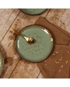 6 Assiettes Dessert Barbade vertes - D.20.5x2 cm