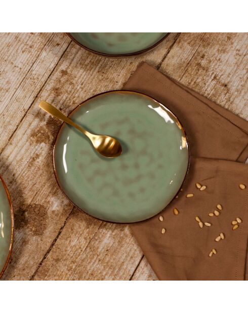 6 Assiettes Dessert Barbade vertes - D.20.5x2 cm